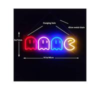 Game Neon Ghost Logo LED Neon Light Vintage Decorative Archeology for Game Room Decor with USB Wall Sign/Switch LED Neon Logo Bedroom Kids Room Bar Ha
