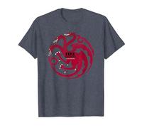 Game of Thrones Fire and Blood Camiseta, Hombre, Azul Jaspeado, S