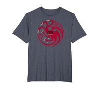 Game of Thrones Fire and Blood Camiseta, Hombre Tallas Grandes, Azul Jaspeado, 4X Alto