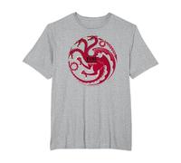 Game of Thrones Fire and Blood Camiseta, Hombre Tallas Grandes, Gris Jaspeado, 6X Alto