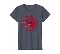 Game of Thrones Fire and Blood Camiseta, Mujer, Azul Jaspeado, L