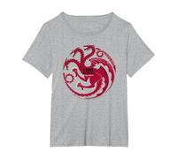 Game of Thrones Fire and Blood Camiseta, Mujer Tallas Grandes, Gris Jaspeado, 2XL Grande
