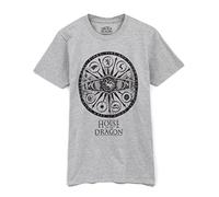 Game of Thrones House of The Dragon Crown Símbolo Camiseta Mens Gray Top L