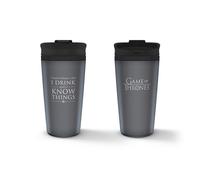 Game Of Thrones MTM25358 Taza de Viaje Metalica I Drink and I Know Things, 425 milliliters, Acero