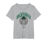 Game of Thrones Varsity Hightower Camiseta, Mujer Tallas Grandes, Gris Jaspeado, 1XL Grande