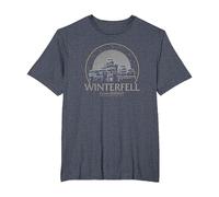 Game of Thrones Winterfell Camiseta, Hombre Tallas Grandes, Azul Jaspeado, 2X Alto