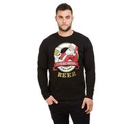 Game On Time For A Beer Crew Suéter pulóver, Black, Small para Hombre