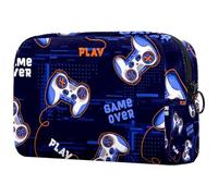 Game Over Joystick - Bolsa de cosméticos para mujer, neceser de viaje, bolsa organizadora de maquillaje grande con cremallera, multicolor, 18.5x7.5x13cm/7.3x3x5.1in, Neceser