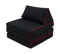 Game Over Plegable Z Cama Silla | Interior Exterior Colchón Plegable | Invitado Sleepover Piso Futón Set | Zbed Diseño Ergonómico Colchón Individual | Portátil Futón Sofá Cama (Carmesí eléctrico)