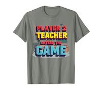 Game Over Regreso a la Escuela: el Maestro entró en el Juego Camiseta, Hombre, Verde Militar Jaspeado, 3XL