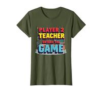 Game Over Regreso a la Escuela: el Maestro entró en el Juego Camiseta, Mujer, Verde Oliva, M