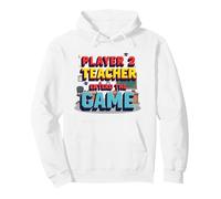 Game Over Regreso a la Escuela: el Maestro entró en el Juego Sudadera con Capucha, Unisex para Adultos, Blanco, L