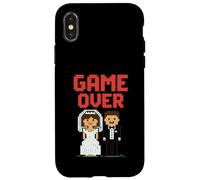 Game Over Wedding Funny Pixel Art 8 bit Votos matrimoniales Carcasa para iPhone X/XS