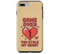 Game Over You Stole My Heart Pixel Gamer Carcasa para iPhone 7 Plus/8 Plus