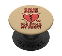 Game Over You Stole My Heart Pixel Gamer PopSockets PopGrip Adhesivo