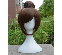 Game Overwatch Ow Mei Cosplay Wigs Short Brown Role Play Hair With Bun Heat Resistant Synthetic Hair Wig AZ-788