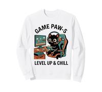 Game Paw-s Level Up & Chill - Auriculares de Diadema con diseño de Gato Retro Sudadera