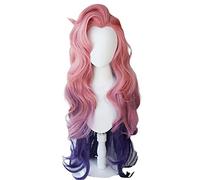 Game Seraphine Cosplay Wig KDA Cosplay Loose Wave Straight Pink Mixed Purple Wigs Heat Resistant Synthetic Hair Pelucas