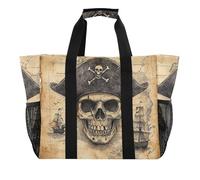 Game Treasure Map Pirates Utility Bag - Bolsa de lona plegable con compartimentos, bolsa de playa, Juego de mapa del tesoro piratas, 1 size, Moda