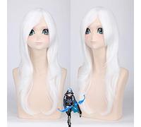 Game Wigs LOL Ashe Cosplay Wigs 60cm White Curly Fiber Synthetic Hair Anime Party Costume Wig Perucas