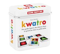 GAMEFACTORY 646195 Kwatro - Juego de Cartas en práctica Caja de Metal, para niños y Adultos, Juego de Viaje