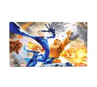 Gamegenic Magic: The Gathering | Marvel Super Heroes Shiny Playmat - The Fantastic Four, Tapete con Acabado Brillante, 61x35 cm, Bordes Cosidos, Caucho Natural