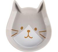 GAMELLE para LA ALIMENTO Y EL Agua Gato KAPO CERÁMICA Gris Cabeza 250ML 13x15x3CM