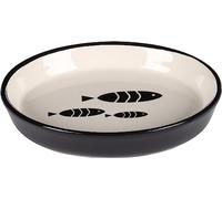 GAMELLE para LA ALIMENTO Y EL Agua Gato SARDI CERÁMICA Negro-Blanco Ovalado 150ML
