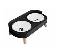Gamelle robuste pour animaux de compagnie, distributeur facile à nettoyer, récipient pour aliments pour animaux de compagnie de 34 x 17,5 x 6 cm, robuste et Durable, en Acier inoxydable (Noir)