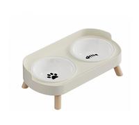 Gamelle robuste pour animaux de compagnie, distributeur facile à nettoyer, récipient pour aliments pour animaux de compagnie de 34 x 17,5 x 6 cm, robuste et Durable, en Acier inoxydable (Blanc)