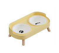 Gamelle robuste pour animaux de compagnie, distributeur facile à nettoyer, récipient pour aliments pour animaux de compagnie de 34 x 17,5 x 6 cm, robuste et Durable, en Acier inoxydable (Jaune)