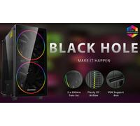 GameMax Black Hole Gaming Case Negro 2x200mm ARGB LED, ATX Midi-Tower
