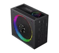 GAMEMAX Fuente de alimentación totalmente modular dorada de 750 W 80+, versión ATX 3.1 con circuito LLC+DC-DC, rango completo de 110-240 V, ventilador ARGB de 140 mm con sincronización, condensadores
