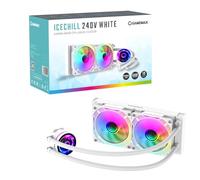 GameMax Ice Chill - Enfriador líquido de CPU ARGB de 240 V, enfriador AIO de 240 mm, enfriador de agua para CPU Intel y AMD, 2 ventiladores ARGB Infinity PWM de 120 mm, 800 a 2000 RPM y diseño de tapa