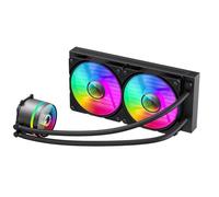 GameMax Iceburg - Enfriador líquido de CPU ARGB de 240 mm, enfriador AIO de 240 mm para Intel y AMD, 2 ventiladores ARGB Infinity PWM de 120 mm, 800 a 2000 RPM y diseño de tapa giratoria Infinity