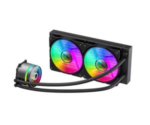 GameMax Iceburg - Enfriador líquido de CPU ARGB de 240 mm, enfriador AIO de 240 mm para Intel y AMD, 2 ventiladores ARGB Infinity PWM de 120 mm, 800 a 2000 RPM y diseño de tapa giratoria Infinity