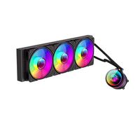 GameMax Iceburg - Enfriador líquido de CPU ARGB de 360 mm, enfriador de agua AIO de 360 mm para Intel y AMD, 3 ventiladores ARGB Infinity PWM de 120 mm, 800 a 2000 RPM y diseño de tapa giratoria