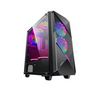 GAMEMAX Revolt Black Case ATX para PC Gaming 0,50 mm SPCC 2 x USB 3.0/2.0 con 4 Ventiladores PWM RGB Addressable 5 V Front Mesh & Panel Lateral de Vidrio Templado (AxPxL): 463 x 405 x 215 mm