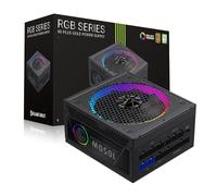 GAMEMAX RGB 1050G Fuente de alimentación para PC 1050W Totalmente Modular, 80 Plus Gold, LLC + DC-DC, ARGB Sync, condensadores japoneses, Ventilador ARGB FDB de 140 mm, 9 Protecciones