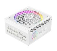 GAMEMAX RGB 1050G WH Fuente de alimentación para PC 1050W Totalmente Modular, 80 Plus Gold, LLC + DC-DC, ARGB Sync, condensadores japoneses, Ventilador ARGB FDB de 140 mm, 9 Protecciones