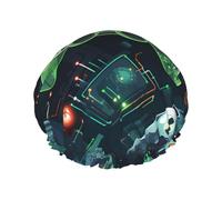 Gamepad Circuit Version - Gorro de ducha con impresión, reutilizable, doble capa, transpirable, de secado rápido, perfecto para el hogar, spa, hotel y viajes