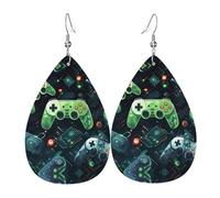 Gamepad Circuit Version - Pendientes de cuero con forma de lágrima con patrón de lágrima, textura ligera de lujo, adecuados para el uso diario, aretes de cita de fiesta, talla única, Cuero sintético