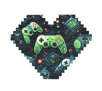 Gamepad Circuit Version Print Building Brick Block Puzzle - Rompecabezas de imagen en forma de corazón, rompecabezas de madera