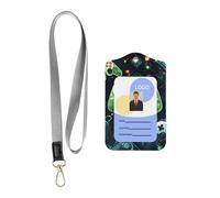 Gamepad Circuit Version - Soporte de cuero para tarjetas de identificación, con cordón, funda de tarjeta de impresión de doble cara para trabajo de oficina