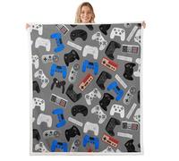 Gamepad Consola Gamer Manta Sherpa para Niños y Niños Videojuegos Manta de Peluche Controlador Moderno Decoración de Habitaciones Suave Cama Individual 127 x 152 cm
