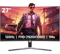 GAMEPOWER F20 Monitor Curvo para Juegos de 27", 1500R, 120Hz, 1080p, 1ms, AMD FreeSync, HDR, 125% sRGB, Retroiluminación RGB, Altavoces Integrados, Sin Marcos, HDMI y VGA