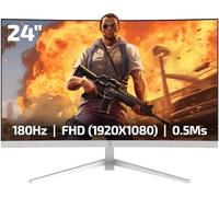 GAMEPOWER Vivid T40 - Monitor curvo blanco para juegos de 23.6 pulgadas, 180 Hz, 0.5 ms, pantalla de PC Full HD 1080P, pantalla HDR curvada VA, sin marco, FreeSync G-Sync, 125% sRGB, con altavoz