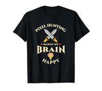 Gamer Arcade Videojuego Pixel Hunting Hace Mi Cerebro Feliz Camiseta