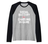Gamer Battery Charging Calm Mode Design Camiseta Manga Raglan