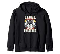 Gamer Boy Level 18 Unlocked Video Game 18th Birthday Boys Sudadera con Capucha